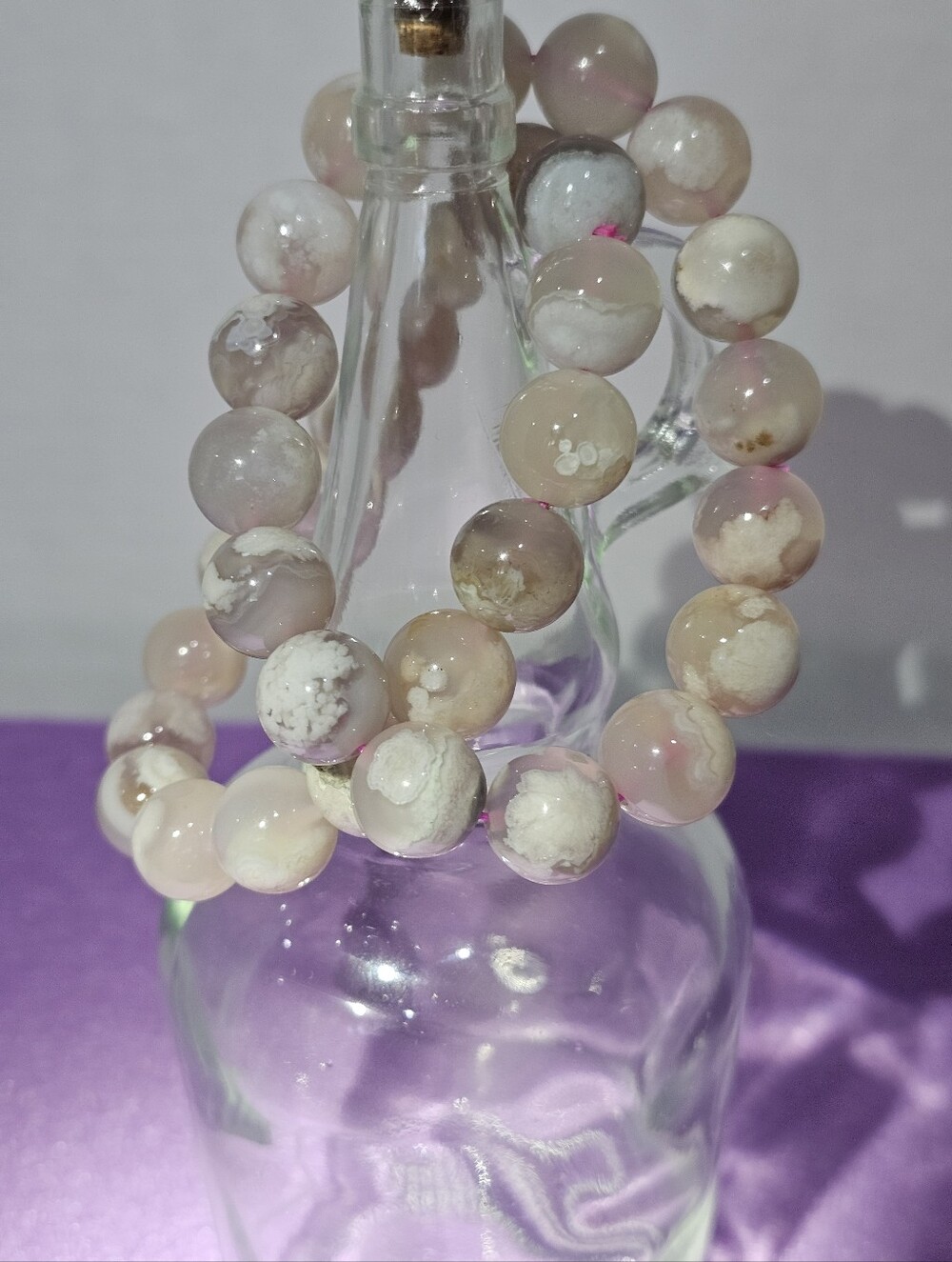 Pink Flower Agate Bracelet